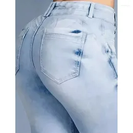 Dames jeans damesbroek 2024 mode casual medium strecth micro hoorn heup lift hoge taille slanke fit munny flare