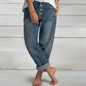 Jeans pour femmes pantalons droits rétro-bleu 2024 taille haute maman large jambe grande femme de travail de travail