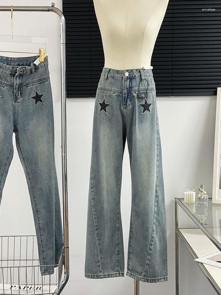 Jeans pour femmes femmes American Vintage Fashion Grunge jambe large droite Denim pantalon Baggy Star maman pantalons longs Harajuku Y2k Streetwear