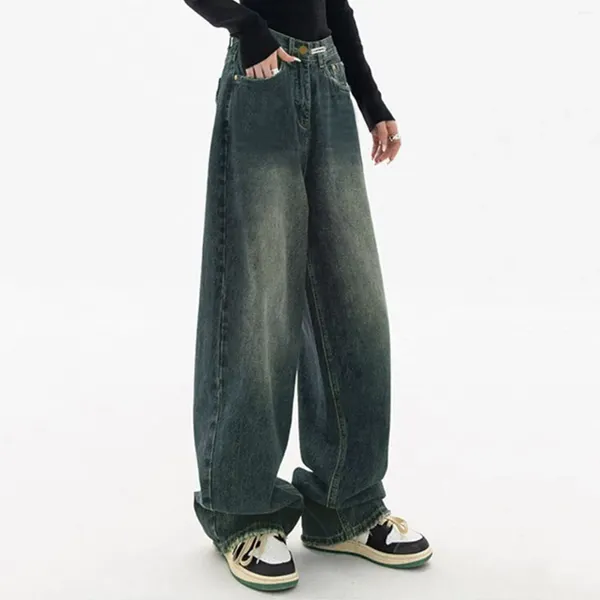 Pantalones vaqueros para mujer Pantalones holgados con cintura alta E Estilo de niña Ropa de calle Moda Vintage Denim Pantalones de chándal sueltos de gran tamaño