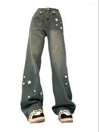 Jeans pour femmes femmes Blue Star Harajuku 90S esthétique japonaise 2000 Style Baggy punk denim pantalon y2k jean pantalon vintage vêtements