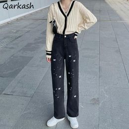 Jeans pour femmes femmes papillon brodé jambe large conception Harajuku collège Femme printemps Ulzzang pantalon loisirs mode bas rue