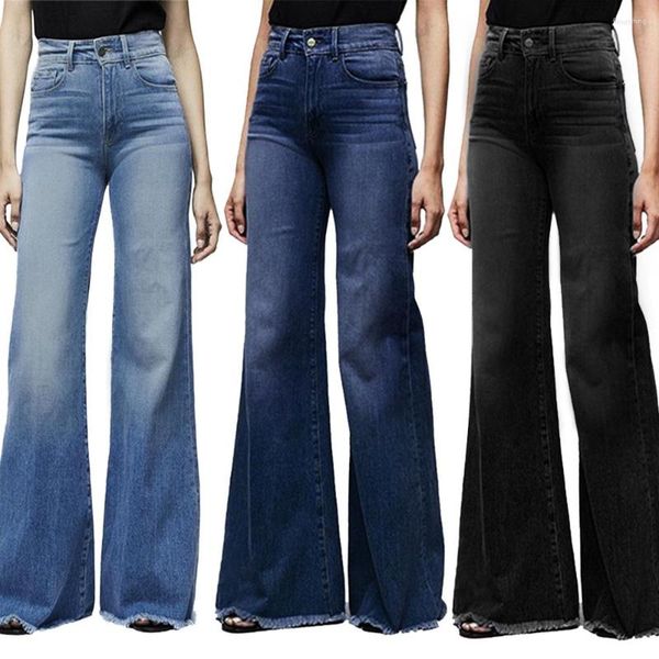 Jeans para mujeres Mujeres Pantalones de mezclilla lavados Pantalones de bolsillo Femme Boot Boot Línea recta