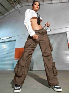 Jeans pour femmes pantalons de cargaison 2023 mode vintage strt ambiance rabat poche crampon