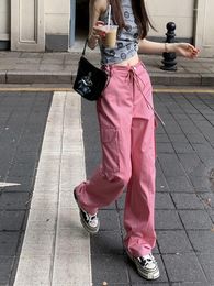 Jeans femme pantalon Cargo femme ample Baggy noir mode coréenne taille haute pantalon Moda pantalones Anchos Y Sueltos Mujer