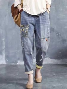 Jeans pour femmes jeans de petit ami occasionnel Nouvelle arrivée 2022 Style coréen Vintage Strtwear All-Match Femme Pantalon denim-longueur D479 T240523