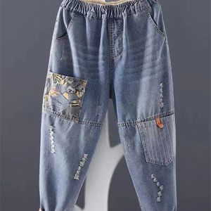 Damesjeans vrouwen casual vriendje jeans aankomst mode vintage stijl streetwear all-match losse vrouwelijke denim harem broek d224 220908