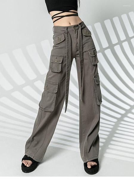 Jeans para mujer Mujeres Casual Cargo Pantalones Largos Pantalones rectos 2023 Moda Ejército Verde Bolsillos Pierna ancha