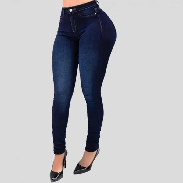 Jeans pour femmes femmes décontracté dégradé couleur taille haute pantalon levé amincissant extensible pour dame longueur de cheville douce