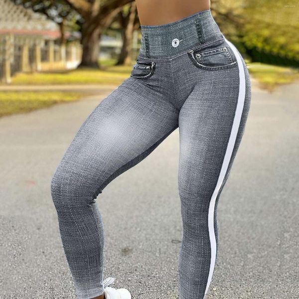 Jeans para mujer Mujeres Casual Simulación Denim Pantalones Baggy Elástico Alto Cintura Slim Fit Leggings Pantalones De Mujer Drop