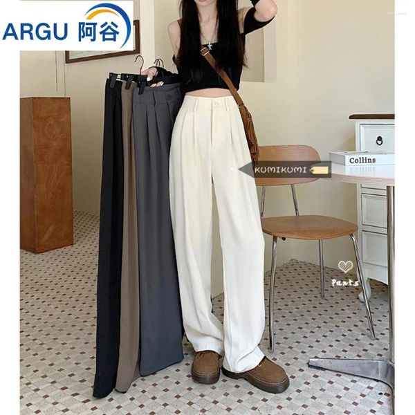 Jeans pour femmes femmes chic tenue de bureau pantalon droit vintage haute dames pantalon 2024 printemps/été/automne jambe large femme
