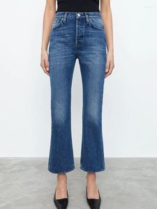 Jeans pour femmes femmes coton Slim évasé taille haute mode dames cheville longueur Denim pantalon