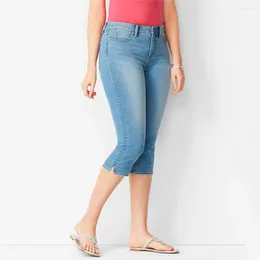 Jeans pour femmes Femmes Cramed Slim Button Zipper Ferme Pockets Split Mid Waist Commute School Pantal
