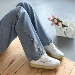 Jeans pour femmes femmes Denim pleine longueur broderie fleur pantalon Sexy pantalon décontracté taille haute Stretch pantalon grande taille