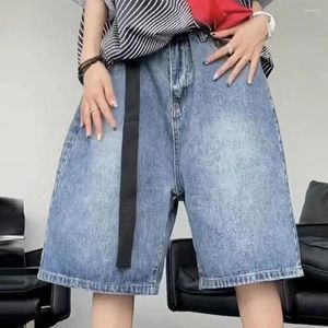 Jeans pour femmes shorts denim de jean à la mode avec ceinture large jambe haute taille gradient couleur streetwear dame élégante pour la hanche