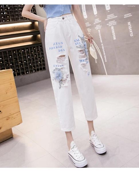Jeans pour femmes Femmes Mode Trous 3D Fleurs Denim Pantalon Femme Pantalon Vêtements