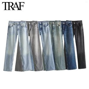 Jeans pour femmes Femmes Mode Printemps Automne Large Jambe Longueur Cheville Pantalon Droit Taille Moyenne Streetwear Chic Femme Denim Pantalon