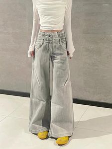 Jeans pour femmes femmes gris y2k baggy harajuku 90S pantalon denim esthétique surdimension