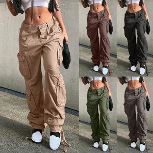 Jeans Femme Taille Haute Baggy Cargo Pantalon Jogger Poche Coupe Ample Droite Jambe Large Pantalon