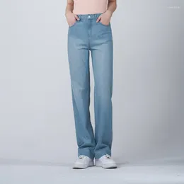 Jeans pour femmes femmes hautes taille pantalon droit de longueur de la cheville à la cheville poches plates plaques décontractées bouton de lavage en détresse lâche