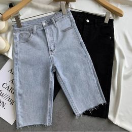 Jeans para mujeres Mujeres Alta cintura Hembra Vintage Vintage Color sólido Pantalones sueltos Pantalones de mezclilla rasgada casual G110