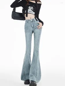 Jeans Femme Femmes Taille Haute Flare Jeanst Lâche Confortable Pour Pantalon 2023 Élastique Mode Boyfriend Style Rétro Denim Pantalon Trou