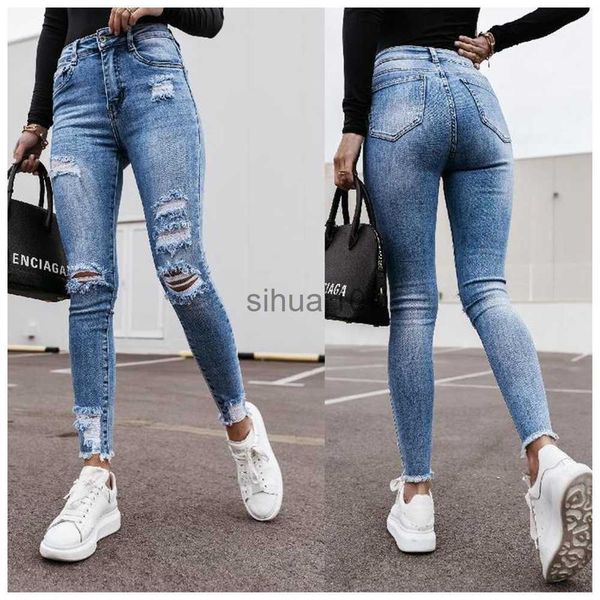 Jeans femme taille haute maman jean façonnant jean skinny stretch déchiré pantalon en denim hanche fit lings mince élastique confortable pantalon Vaqueros J230605