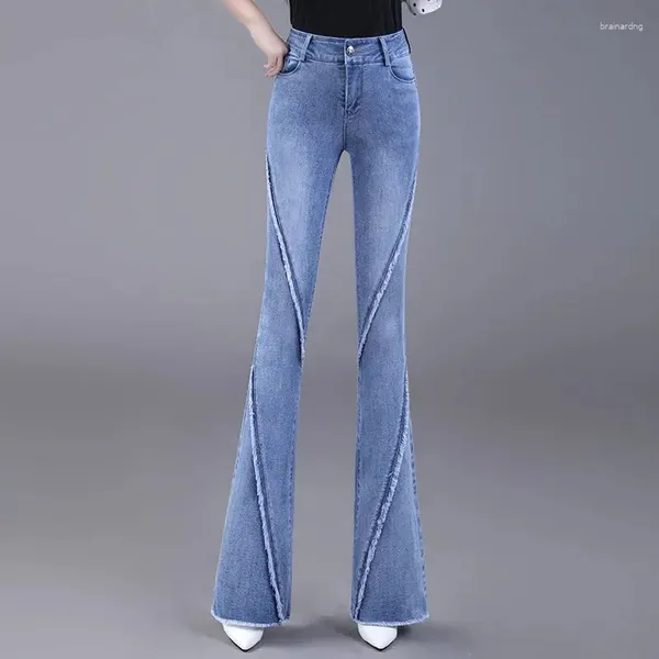 Jeans pour femmes Femmes Micro Flared Spring Automne Taille haute Slim All-Match Denim Pantalon Femme Bell-Bas Pantalon Lady Hem Pantalon