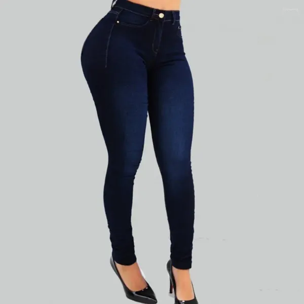 Jeans para mujeres Pantalones de mujeres delgadas de cintura alta al tope estirado longitud del tobillo adelgazante pantalones largos sin costura Pantalon femme