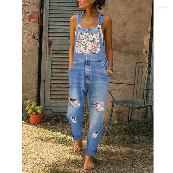 Jeans femme femme 2022 hiver Europe et états-unis Amazon femme salopette transfrontalier lavé Denim Patch bretelles