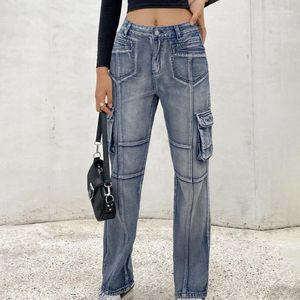 Jeans femme mode automne Vintage Y2K rue taille basse rétro Denim pantalon Baggy en détresse maman petit ami pantalon Cargo