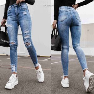 Jeans pour femmes Jeans taille haute pour femmes avec trous de déchirure jeans avec poches boutonnées jeans slim pour hommes élastiques jeans pour femmes Push-up vêtements de rue mode Z230717