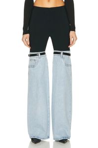 Jean taille haute droit en cuir PU pour femme, pantalon en Denim, avec boucle, Streetwear, nouvelle tendance, printemps 2023