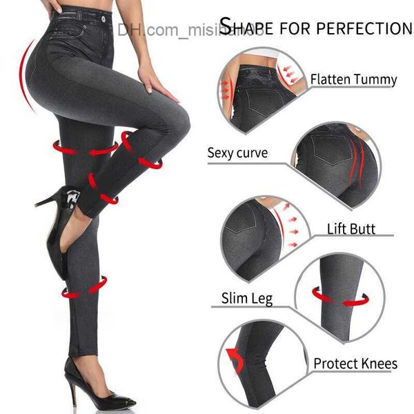 Jeans de mujeres Jeggings para mujeres Jeans artificiales Jeans Leggins Alta cintura abdominal Control ultra delgado Pantalones estampados Pantalones de lápices sin costuras Leggings Z230728