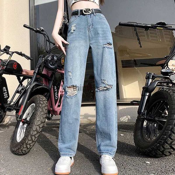 Jeans para mujeres Holte de rodilla femenina Drapeado con la pierna ancha My Jeans High Wisting Denim Jeans Spicy Spicy Should Pantalias YQ231220