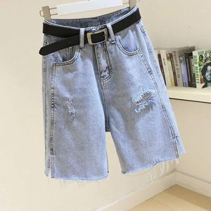 Dames jeans dames zomer 2022 Koreaanse stijl hoge taille opeenvolgende gesplitste split gescheurde denim shorts rijden figuur flatterende middelste broek