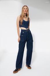 Dames jeans dames trendyol x sagaza studio riem gedetailleerd tpraw22PL0601