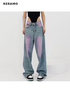 Dames Jeans Dames Y2K Harajuku Hoge Taille Vintage Losse Jeans Broek Amerikaanse Retro Streetwear Wijde Pijpen Baggy Tie Dye Denim Broek 230603
