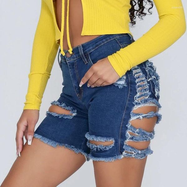 Jeans de mujer Mujeres Sexy Nightclub Short Ripped Stretch Denim Shorts Medio pantalones