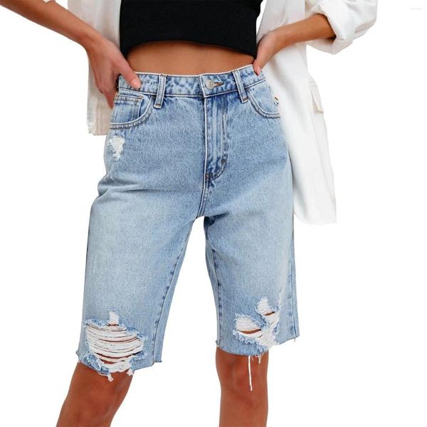 Jeans de mujeres Shorts Shorts Leggings Casual Hole Leggings para mujeres Racped Destrucción Denim Corto