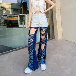 Frauen Jeans Frauen Frühling Super Flut Löcher Hohe Taille Casual Denim Hosen Für Weibliche Mode Kleidung
