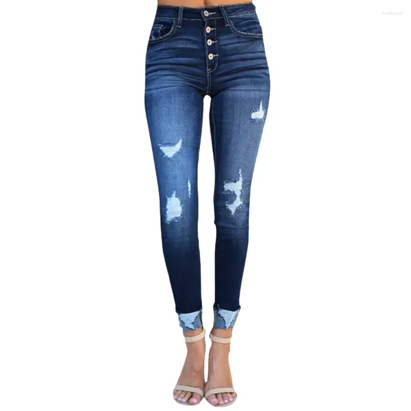 Jeans féminins Femmes Straight Pant High Stretch Denim Retro Pantal