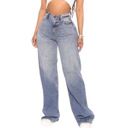 Dames jeans dames straat hiphop los rechte jeans nieuwe mode vintage solide kleur hoge taille denim broek vrouwelijke casual breedbeen broek 240423