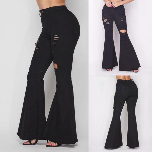 Jeans pour femmes femmes Streetwear Y2k évasé mode dames solide couleur mince pantalon serré esthétique Sexy pantalon en Denim droit
