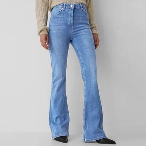 Jeans pour femmes femmes Stretch évasé pantalon à jambes larges coupe botte Denim pantalon élégant femme mince fer à cheval cloche bas Bellbottom Palazzo