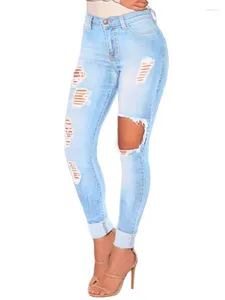 Damesjeans Dames Stretch Slanke Sexy Potloodbroek Vernietigen Katoenen Broek Dames Denim Gaten Vrouwelijke Hoge taille