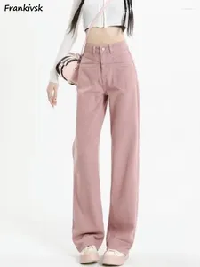 Jeans pour femmes femmes douce cheville streetwear streetwear solide simple printemps d'été chic de style japonais