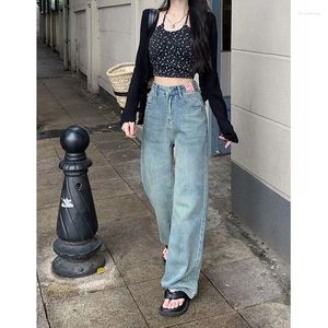 Jeans pour femmes femmes vintage 90s BABLOS LOBE LOBE DENIM CONTRANT Y2K HEET LEG LIGNE LEG LONG LONG PANTS Vêtements féminins