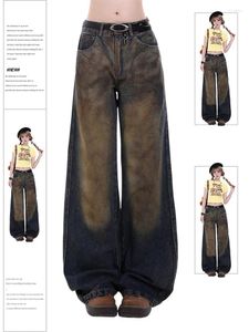 Jeans pour femmes femmes Vintage Blue Harajuku 90S esthétique Y2K Baggy Denim Pantal