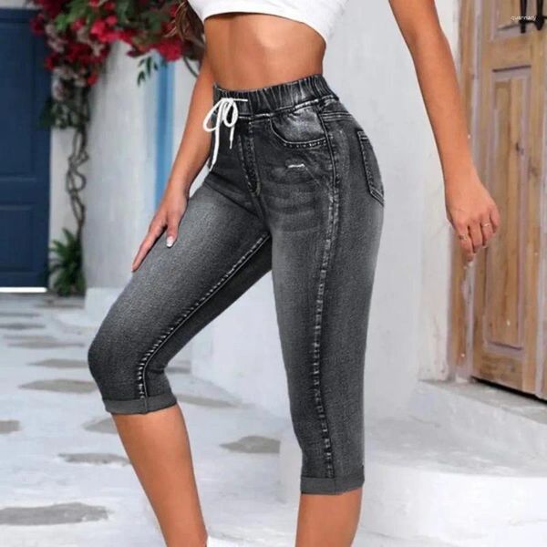 Jeans pour femmes femmes pantalon de taille élastique vintage